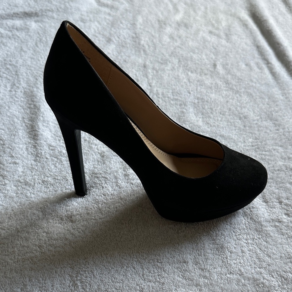 Bebe Amia Black Suede-Like 5” Heels Size 7.5 - Picture 5 of 9
